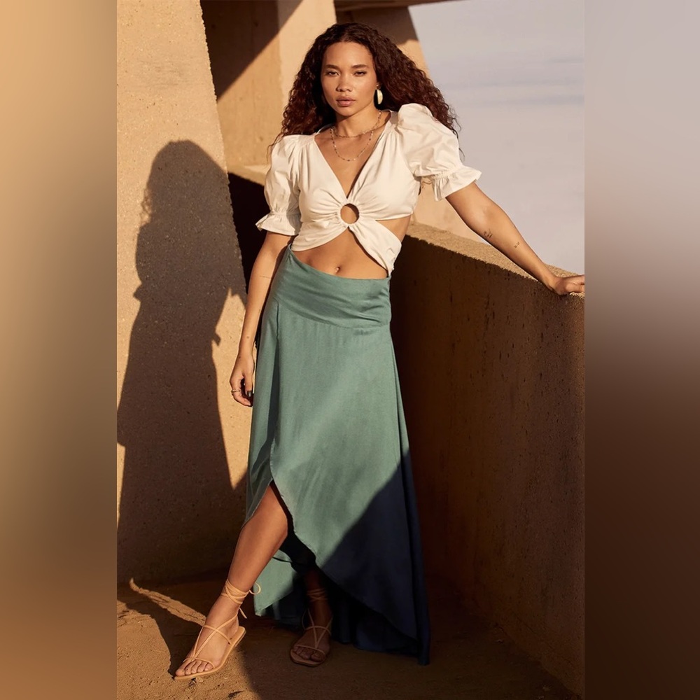NWT Dark Sage Green High-Low O’Neill Maxi Skirt size medium